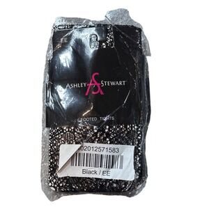 Ashley Stewart Tights Womens EE Black Footed Crochet Floral Lace Hosiery AD4954